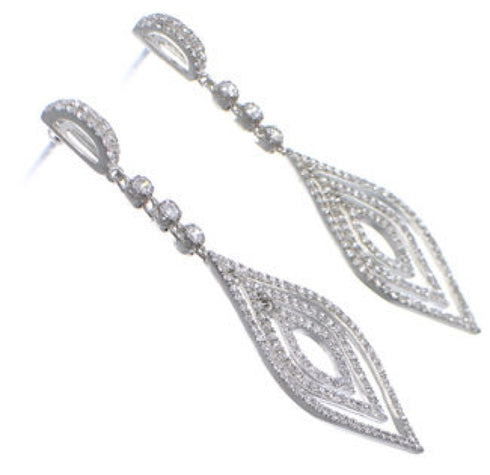 Sterling Silver Cubic Zirconia Jewelry Post Dangle Earrings DS55183